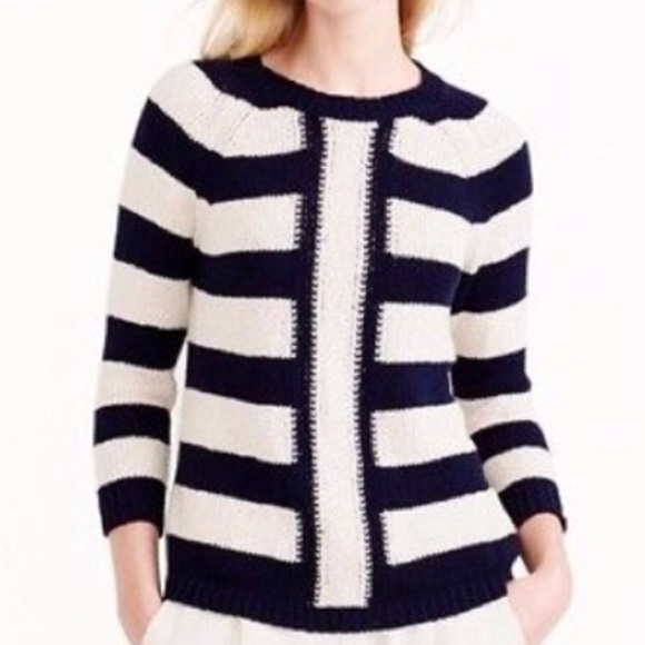J. Crew Sweaters - J.Crew Navy Blue/ White Mixed Striped Sweater